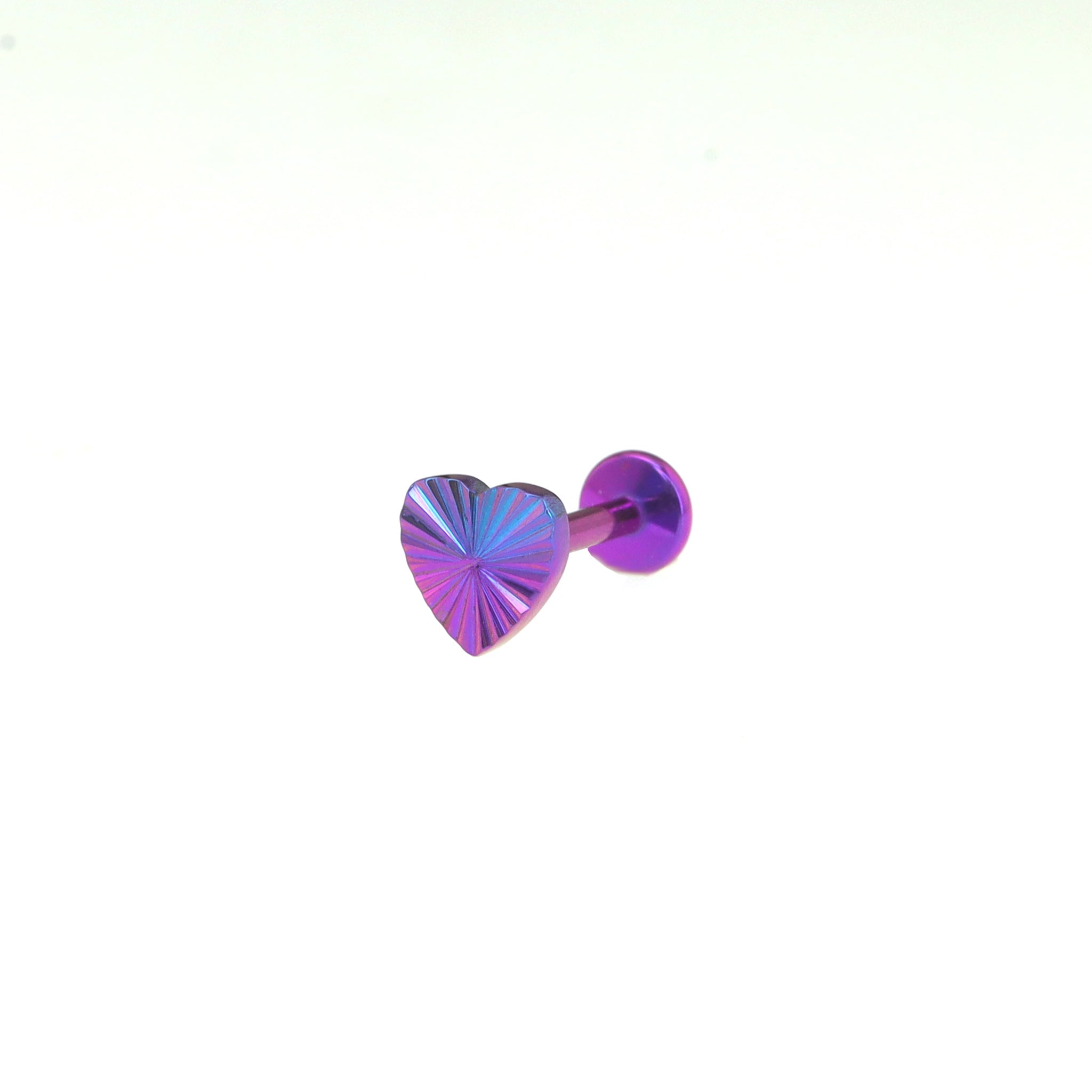 Engraved Vivid Linework Heart Titanium Lip Ring - Engraved Vivid Linework Heart Titanium Lip Ring - Blue-Purple Gradient / 6mm by CRUXJEWELRY