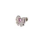 Cute Heart CZ Bow Titanium Ear Studs - Cute Heart CZ Bow Titanium Ear Studs - Pink / Single / 6mm by CRUXJEWELRY