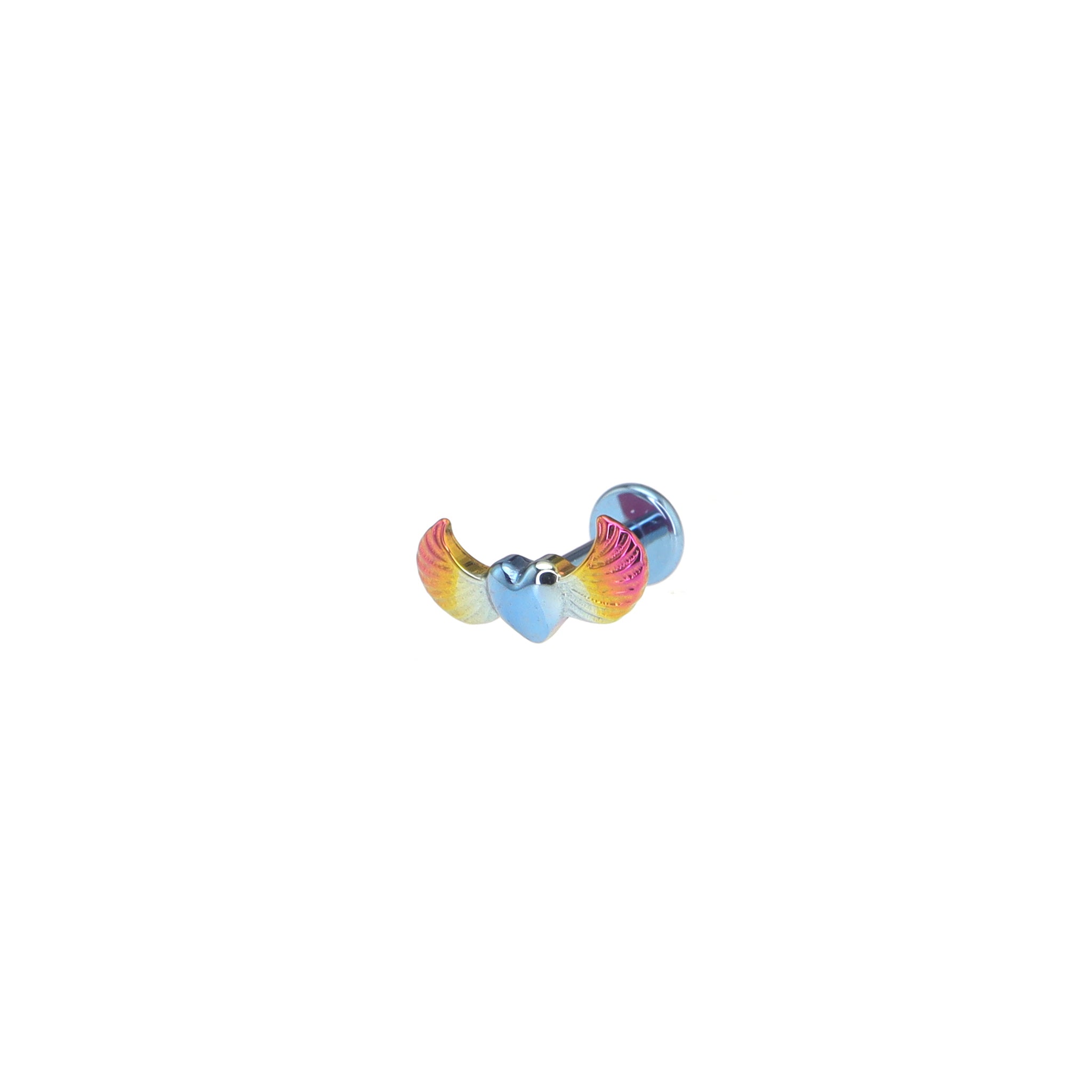 Colorful Heart Wing Cherub Titanium Ear Studs - Colorful Heart Wing Cherub Titanium Ear Studs - Rainbow by CRUXJEWELRY