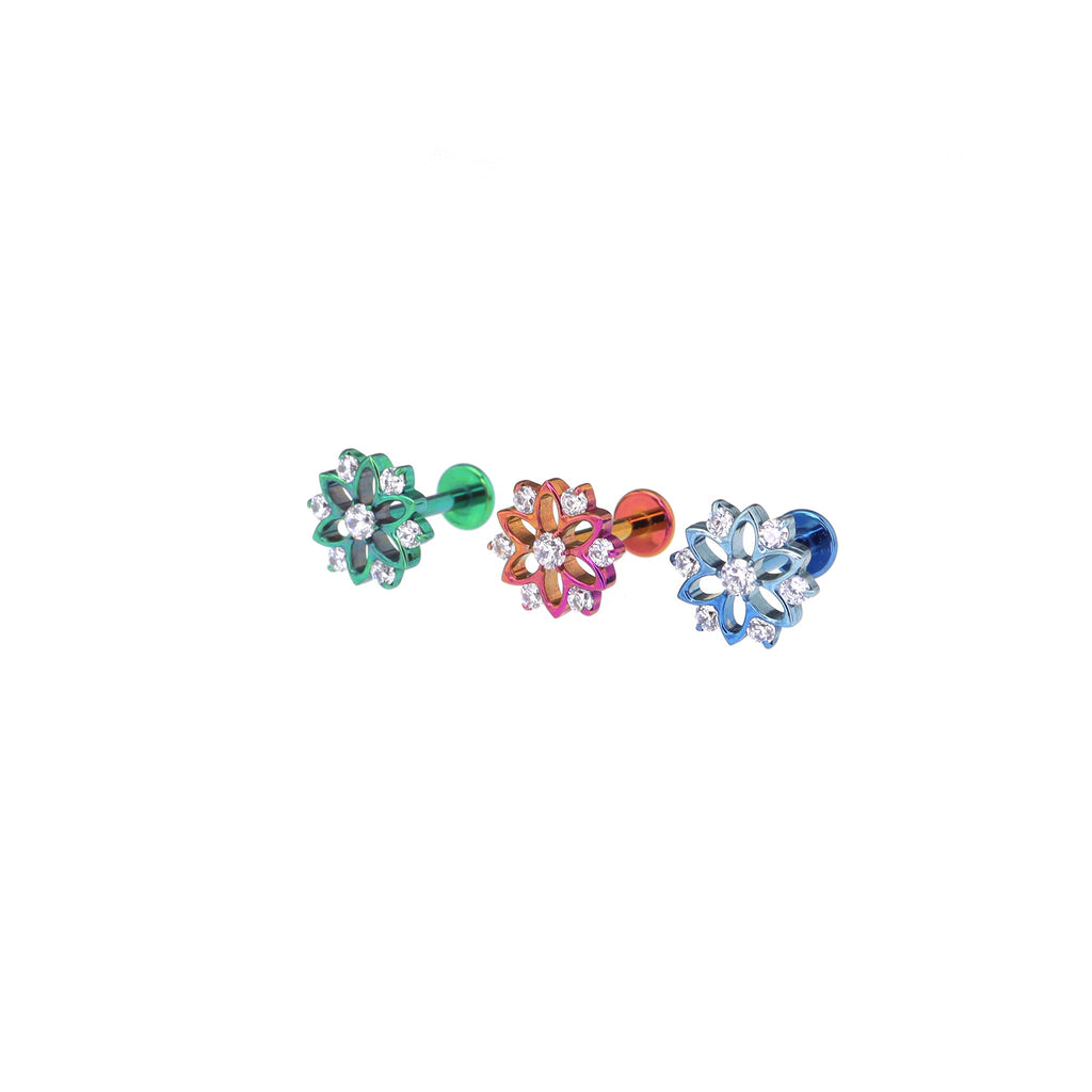 Openwork Snowflake Internally Threaded Titanium Ear Studs - product overview