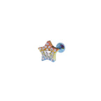 Micro-Pave CZ Pentagram Internally Threaded Titanium Studs - Micro-Pave CZ Pentagram Internally Threaded Titanium Studs - Rainbow / 6mm by CRUXJEWELRY