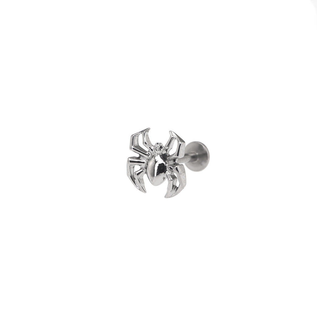 3D Engraved Spider Titanium Ear Studs - 3D Engraved Spider Titanium Ear Studs - Sliver / 6mm by CRUXJEWELRY