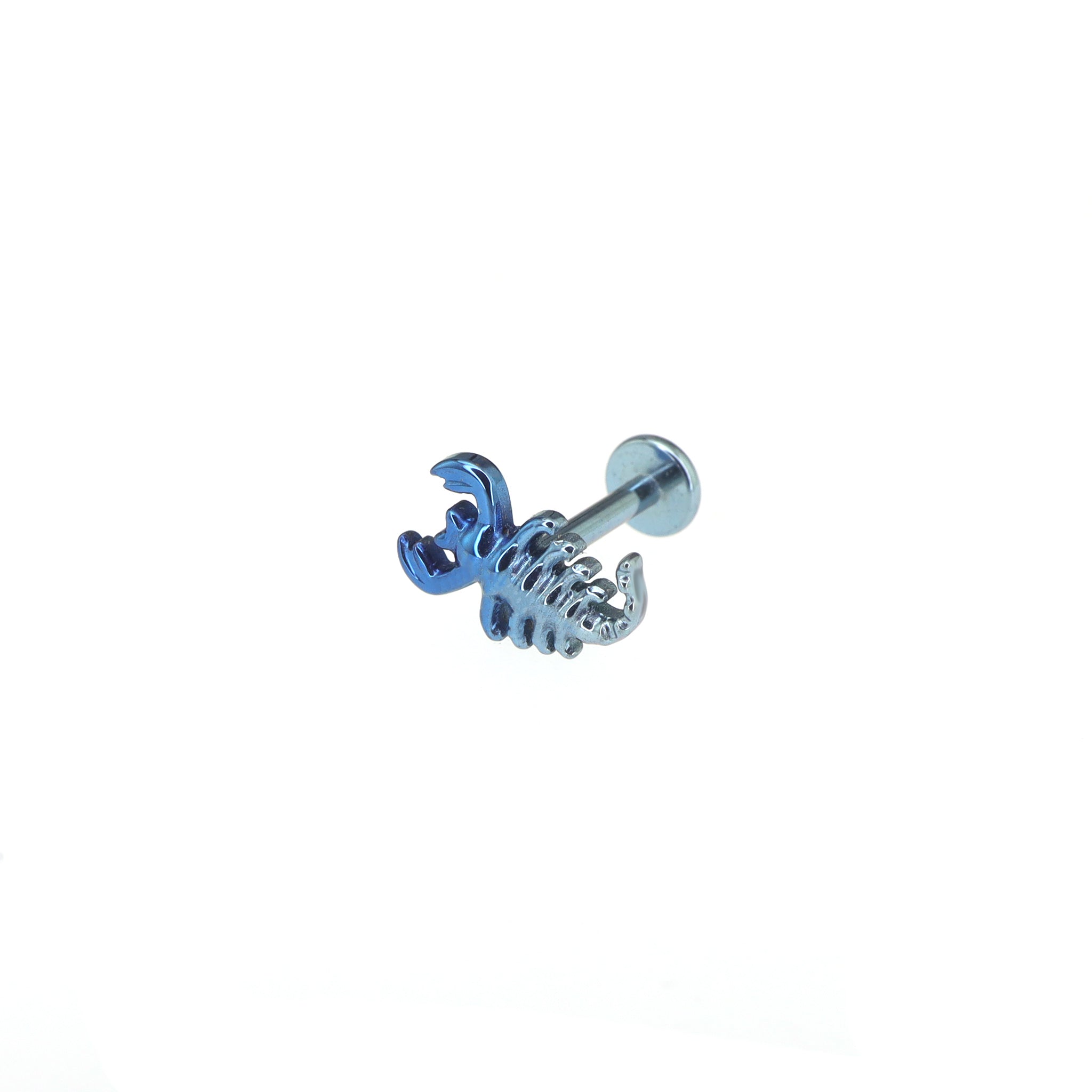Scorpion Threadless Titanium Nose/Ear/Lip Stud - Scorpion Threadless Titanium Nose/Ear/Lip Stud - Blue-White Gradient / 6mm by CRUXJEWELRY