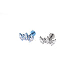 Curved Fan Marquise-Cut CZ Titanium Ear Studs - Curved Fan Marquise-Cut CZ Titanium Ear Studs - Blue / 6mm by CRUXJEWELRY