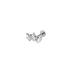 Curved Fan Marquise-Cut CZ Titanium Ear Studs - Curved Fan Marquise-Cut CZ Titanium Ear Studs - Sliver / 6mm by CRUXJEWELRY