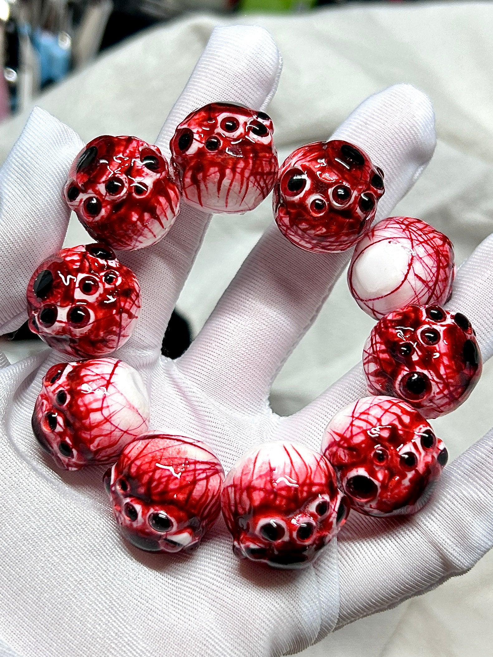 Cthulhu Eye - Scarlet Dual-Pupil Cuff Bracelet (1PCS) - Cthulhu Eye - Scarlet Dual-Pupil Cuff Bracelet (1PCS) - Default Title by CRUXJEWELRY