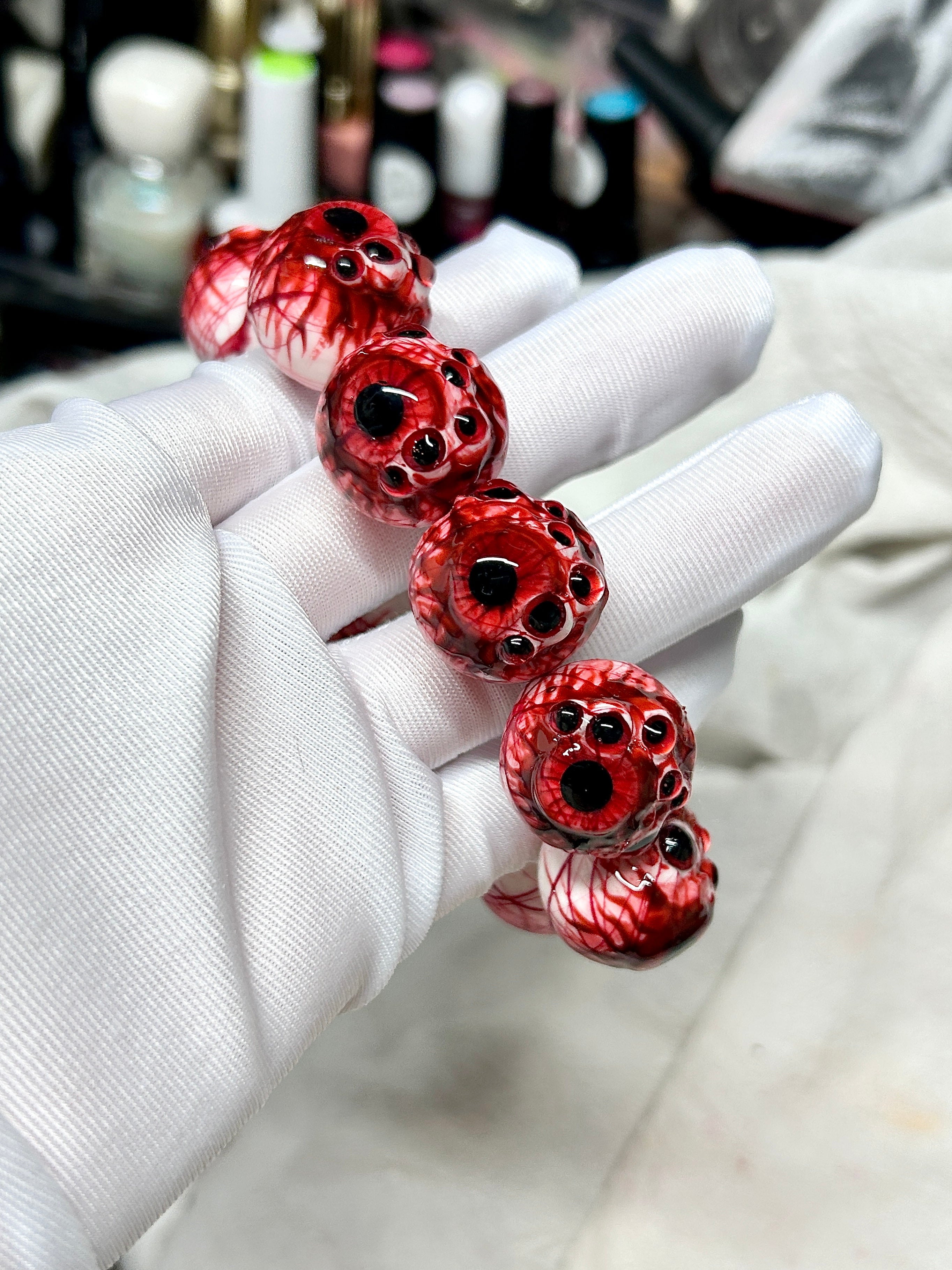 Cthulhu Eye - Scarlet Dual-Pupil Cuff Bracelet (1PCS) - Cthulhu Eye - Scarlet Dual-Pupil Cuff Bracelet (1PCS) - Default Title by CRUXJEWELRY