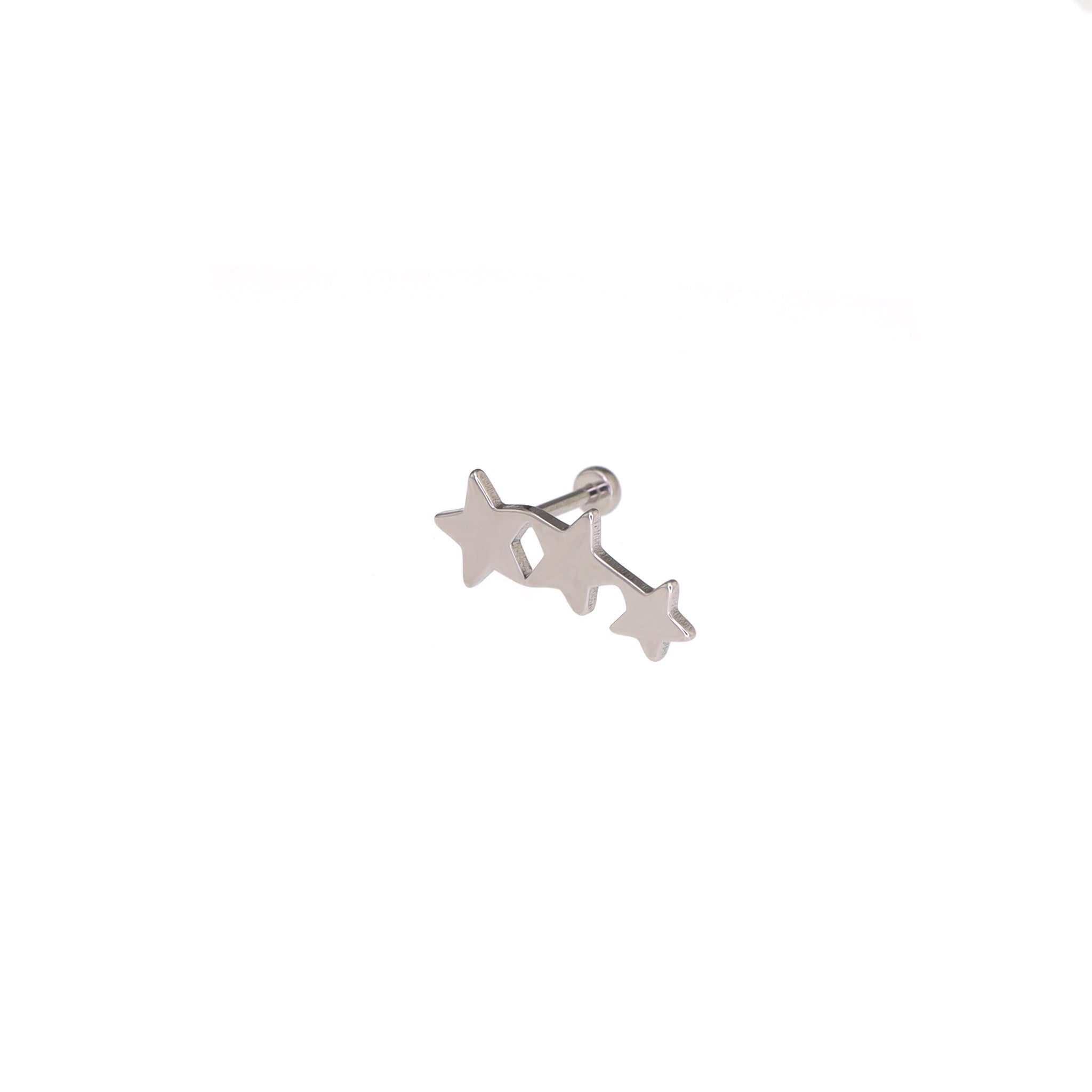 Three-Star Threadless Titanium Nose Stud - Three-Star Threadless Titanium Nose Stud - Sliver / 6mm by CRUXJEWELRY