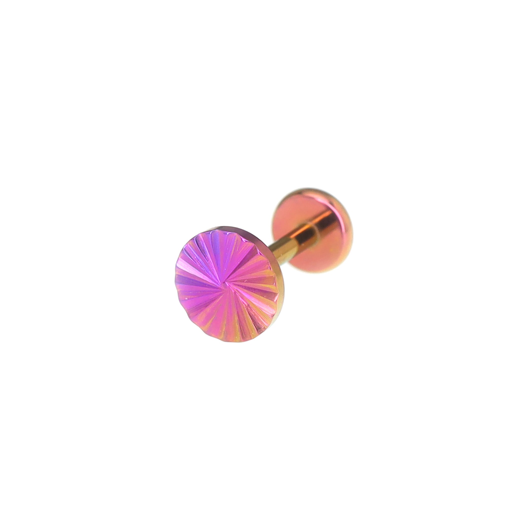 Multicolored Engraved Line Circle Titanium Ear Studs - Multicolored Engraved Line Circle Titanium Ear Studs - Pink-Purple Gradient / 6mm by CRUXJEWELRY