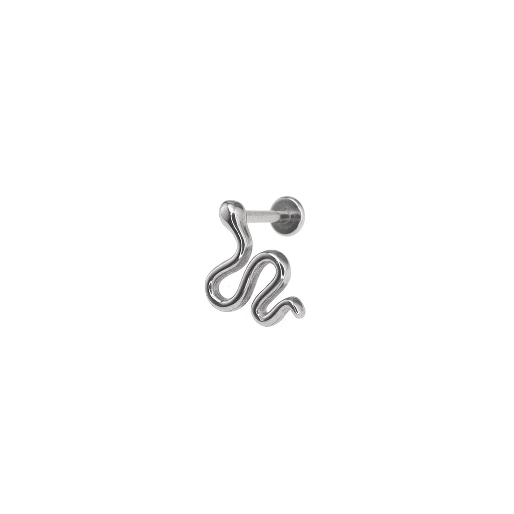 3D Cute Snake Stainless Steel Internally Threaded Ear Studs - 3D Cute Snake Stainless Steel Internally Threaded Ear Studs - 6mm by CRUXJEWELRY