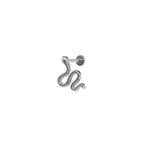 3D Cute Snake Stainless Steel Internally Threaded Ear Studs - 3D Cute Snake Stainless Steel Internally Threaded Ear Studs - 6mm by CRUXJEWELRY