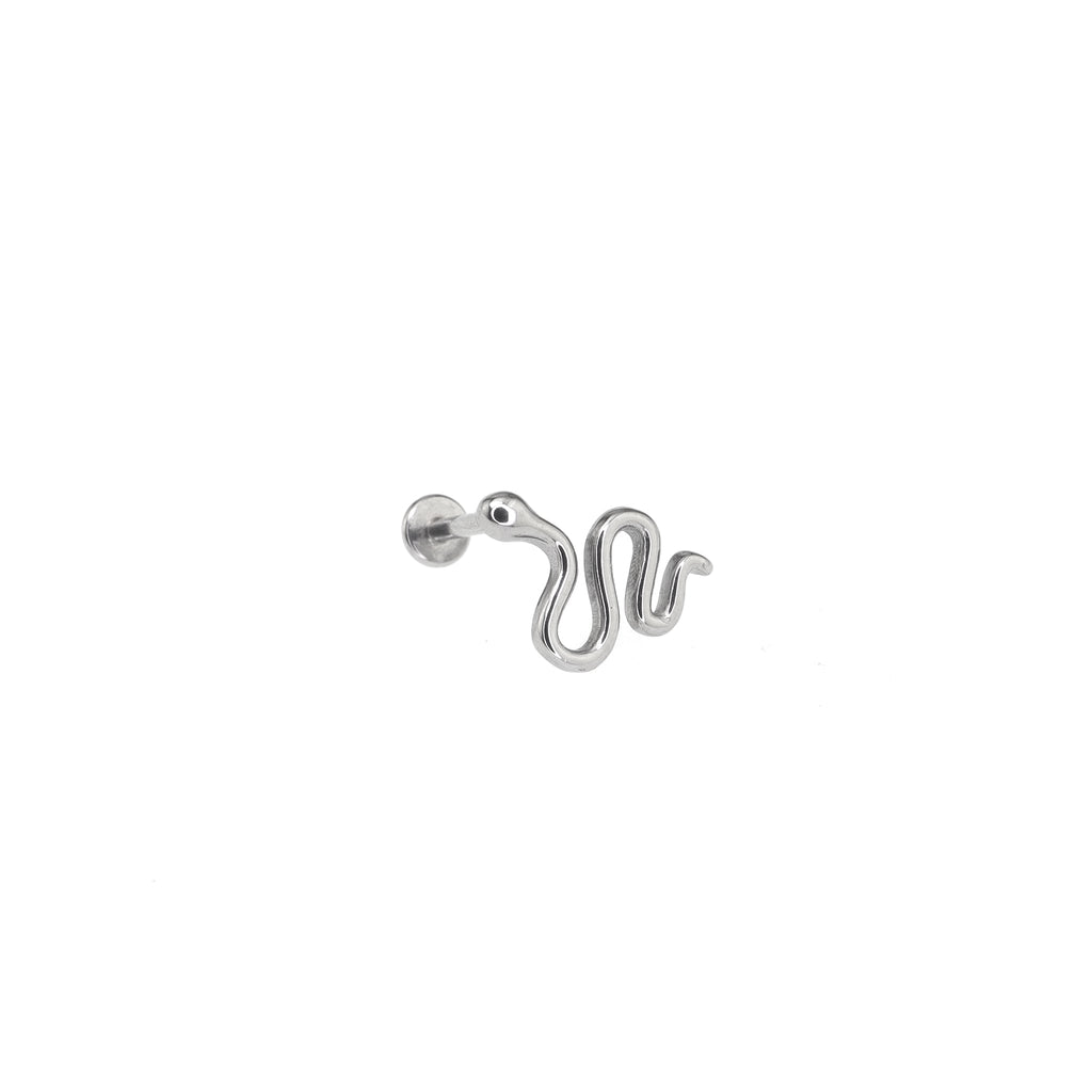 3D Cute Snake Stainless Steel Internally Threaded Ear Studs - 3D Cute Snake Stainless Steel Internally Threaded Ear Studs - 6mm by CRUXJEWELRY