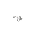 3D Cute Snake Stainless Steel Internally Threaded Ear Studs - 3D Cute Snake Stainless Steel Internally Threaded Ear Studs - 6mm by CRUXJEWELRY