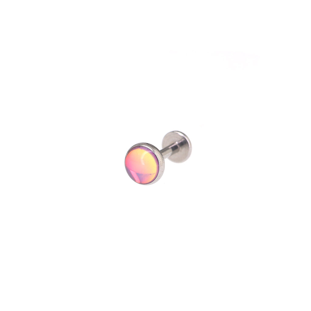 Resin Colorful Oil Slick Internally Threaded Stainless Steel Lip Ring - Resin Colorful Oil Slick Internally Threaded Stainless Steel Lip Ring - Pink / 6mm by CRUXJEWELRY