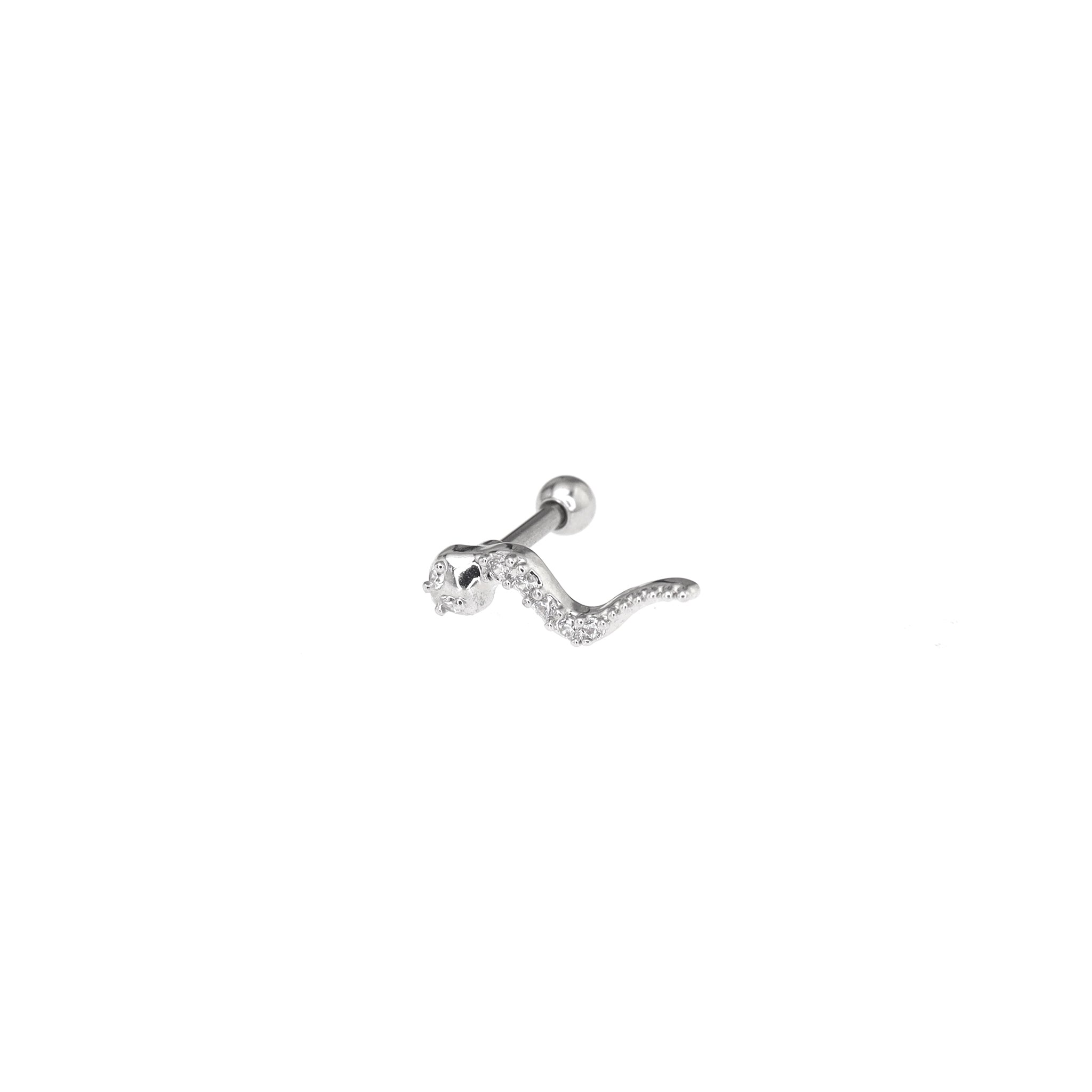 Curved Serpent CZ Stainless Steel Ear Studs - Curved Serpent CZ Stainless Steel Ear Studs - Single by CRUXJEWELRY