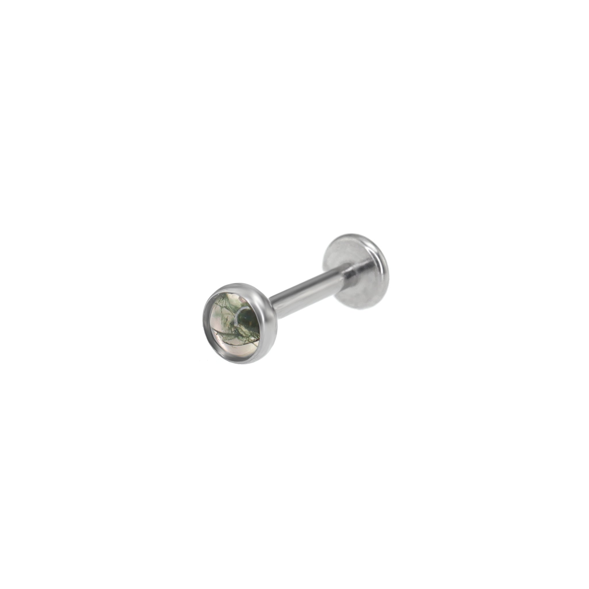 Jade Algae Titanium Labret Studs - Jade Algae Titanium Labret Studs - 6mm by CRUXJEWELRY
