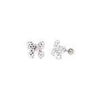 Full CZ Bow Tie Ear Stud - Full CZ Bow Tie Ear Stud - White / Set by CRUXJEWELRY
