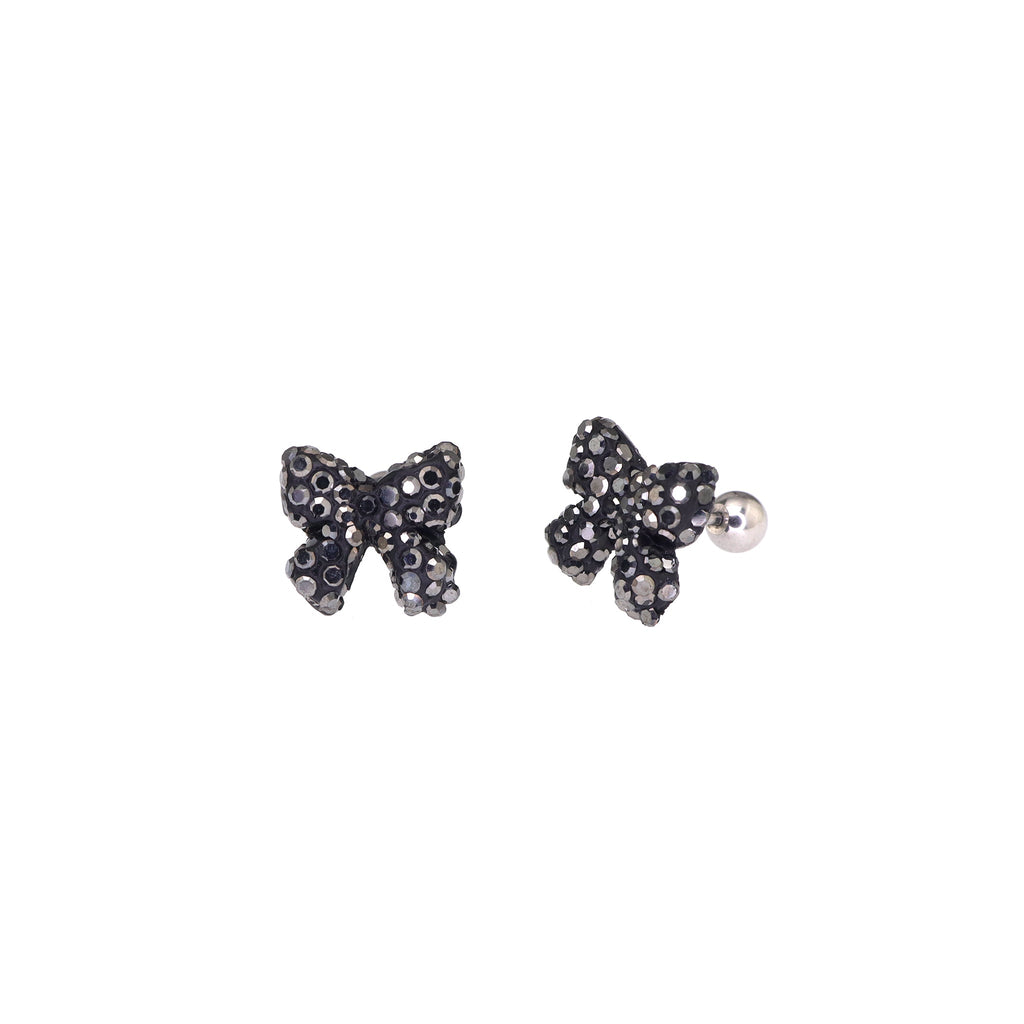 Full CZ Bow Tie Ear Stud - Full CZ Bow Tie Ear Stud - Black / Set by CRUXJEWELRY