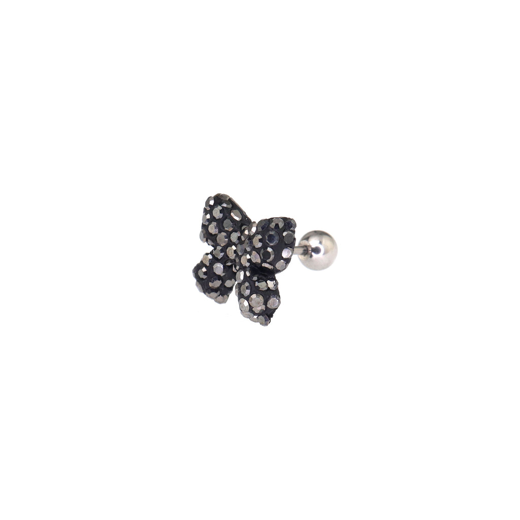 Full CZ Bow Tie Ear Stud - Full CZ Bow Tie Ear Stud - Black / Single by CRUXJEWELRY