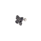 Full CZ Bow Tie Ear Stud - Full CZ Bow Tie Ear Stud - Black / Single by CRUXJEWELRY