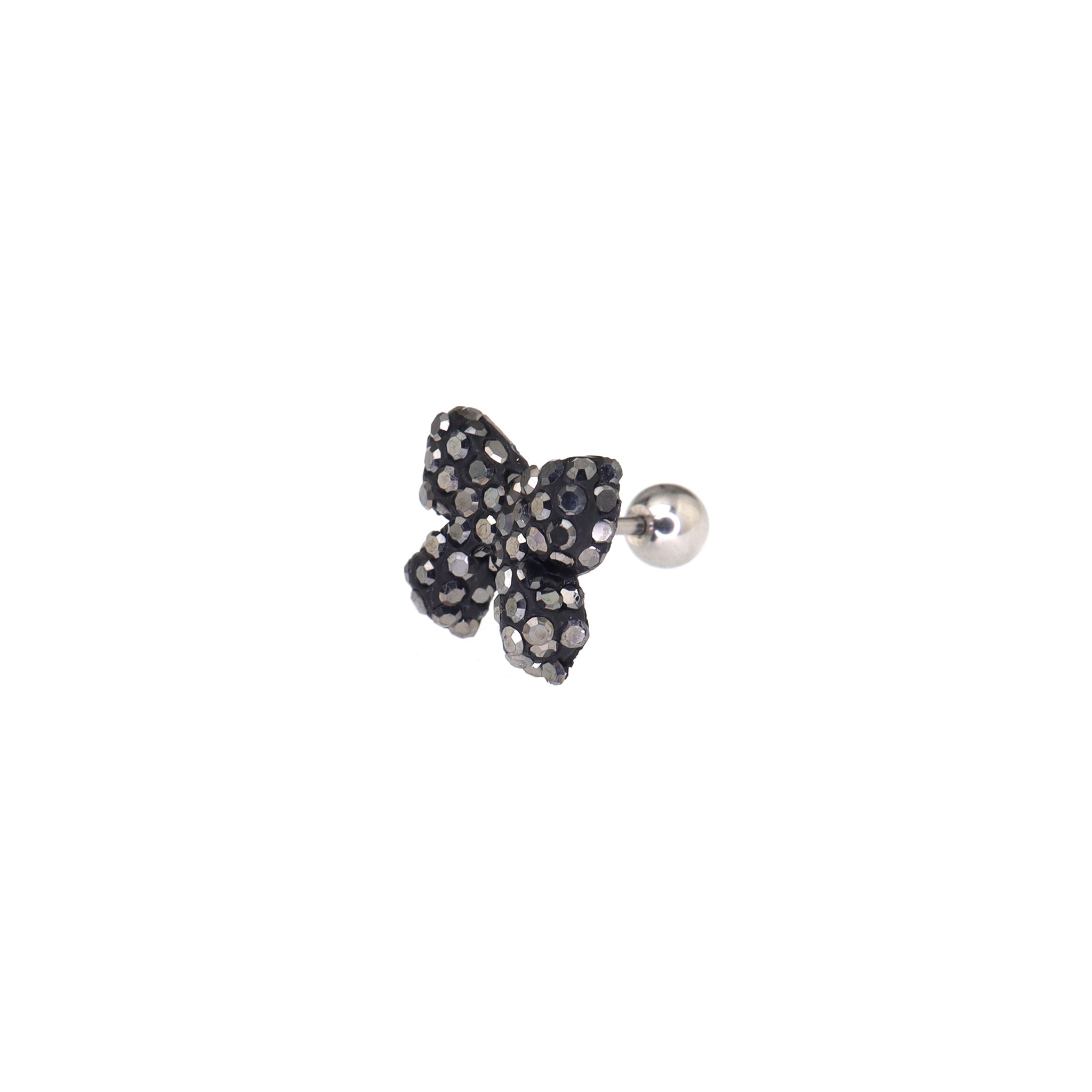 Full CZ Bow Tie Ear Stud - Full CZ Bow Tie Ear Stud - Black / Single by CRUXJEWELRY