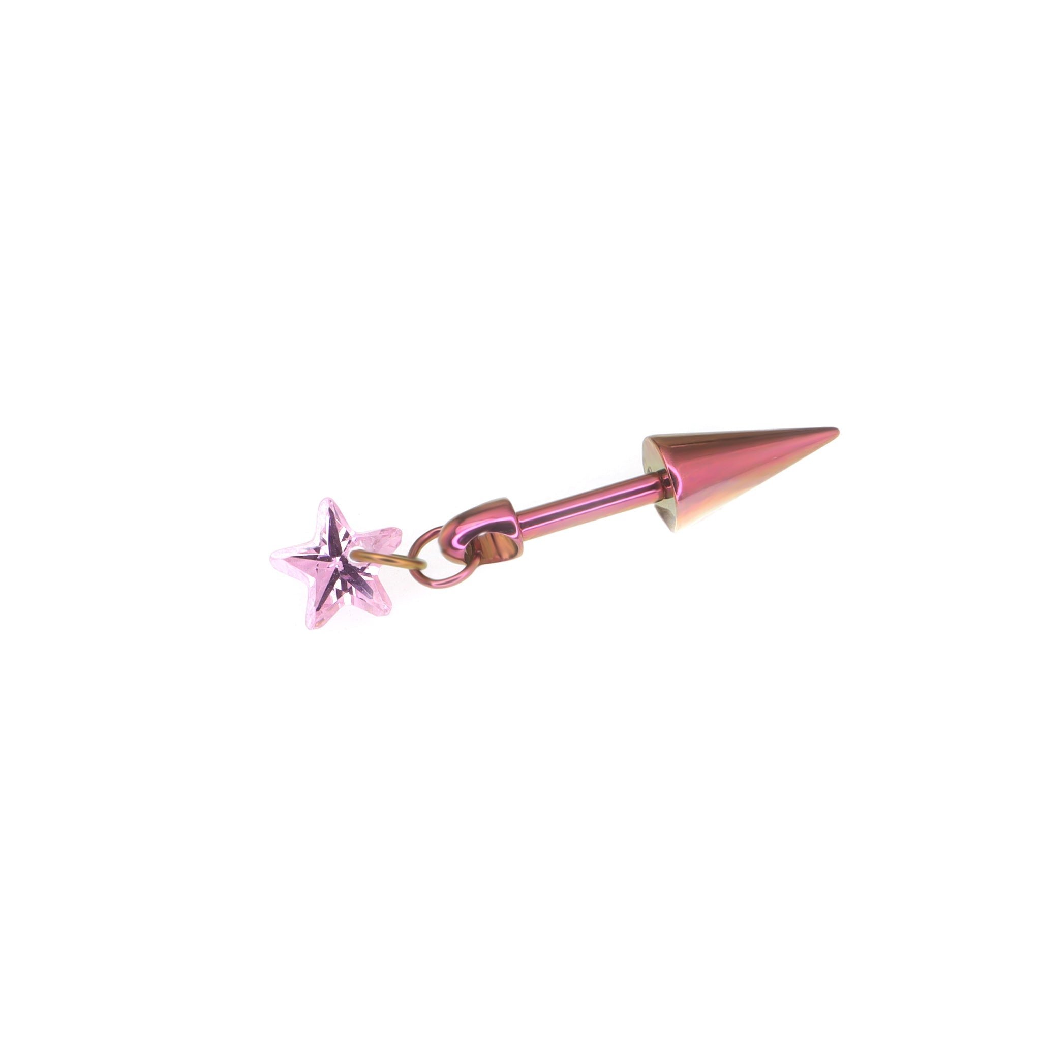 Spike & CZ Rocket Titanium Helix/Lip Studs - Spike & CZ Rocket Titanium Helix/Lip Studs - Pink / 6mm by CRUXJEWELRY