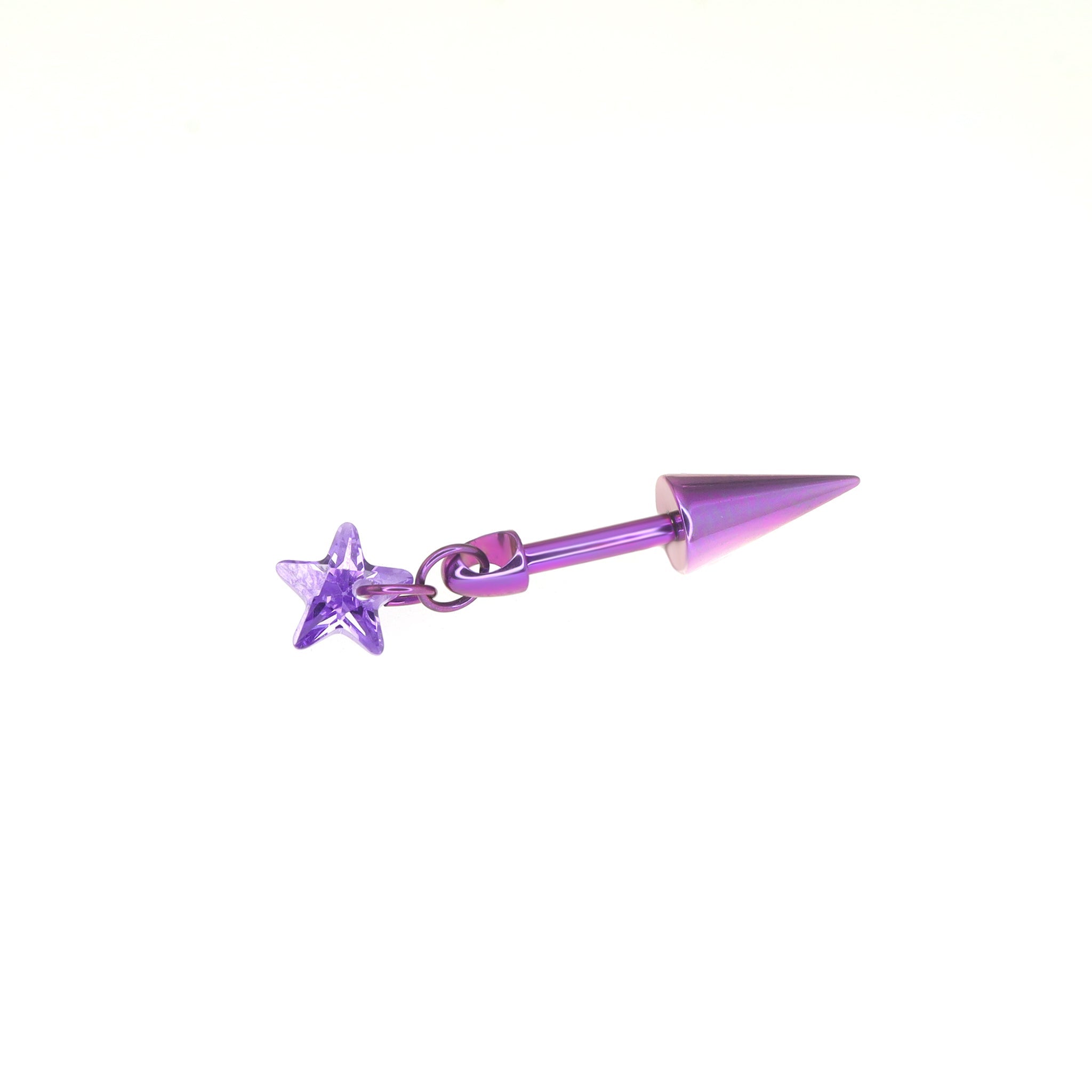 Spike & CZ Rocket Titanium Helix/Lip Studs - Spike & CZ Rocket Titanium Helix/Lip Studs - Purple / 6mm by CRUXJEWELRY