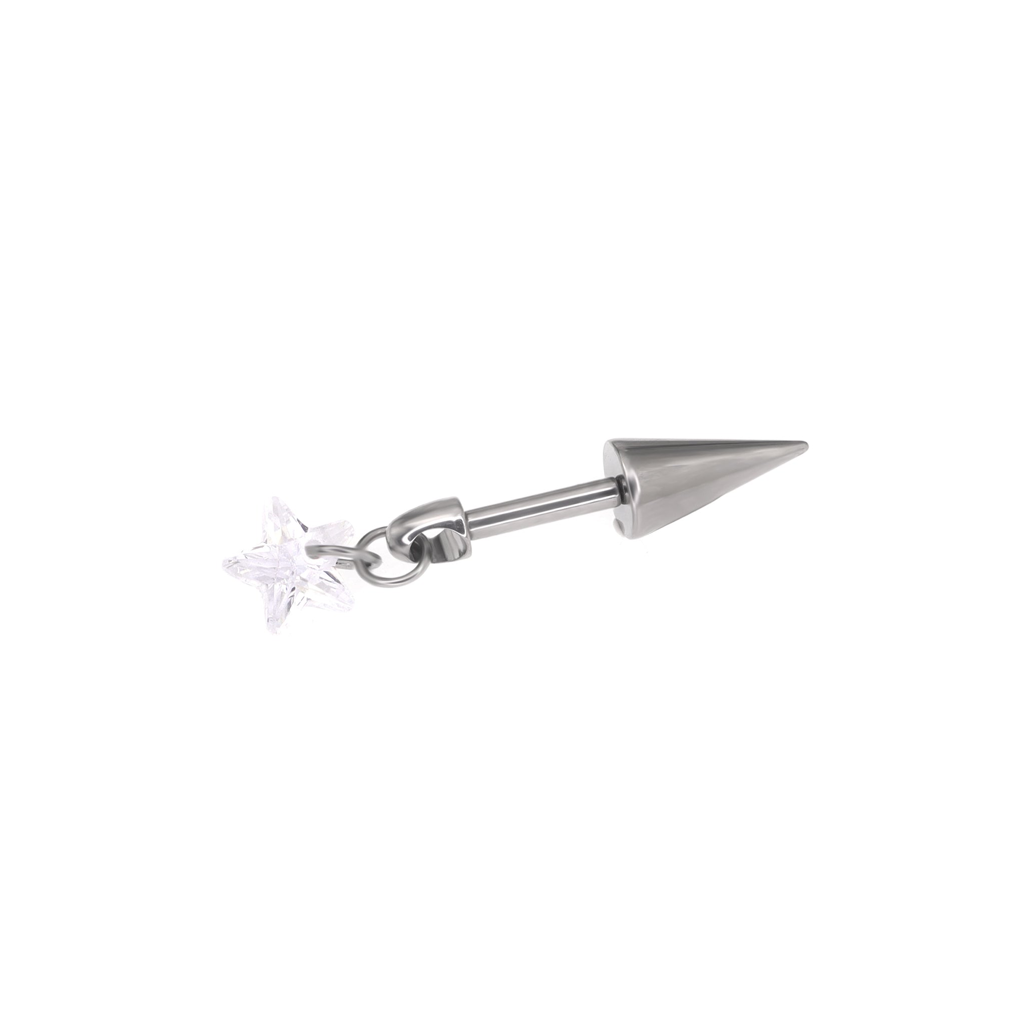 Spike & CZ Rocket Titanium Helix/Lip Studs - Spike & CZ Rocket Titanium Helix/Lip Studs - White / 6mm by CRUXJEWELRY