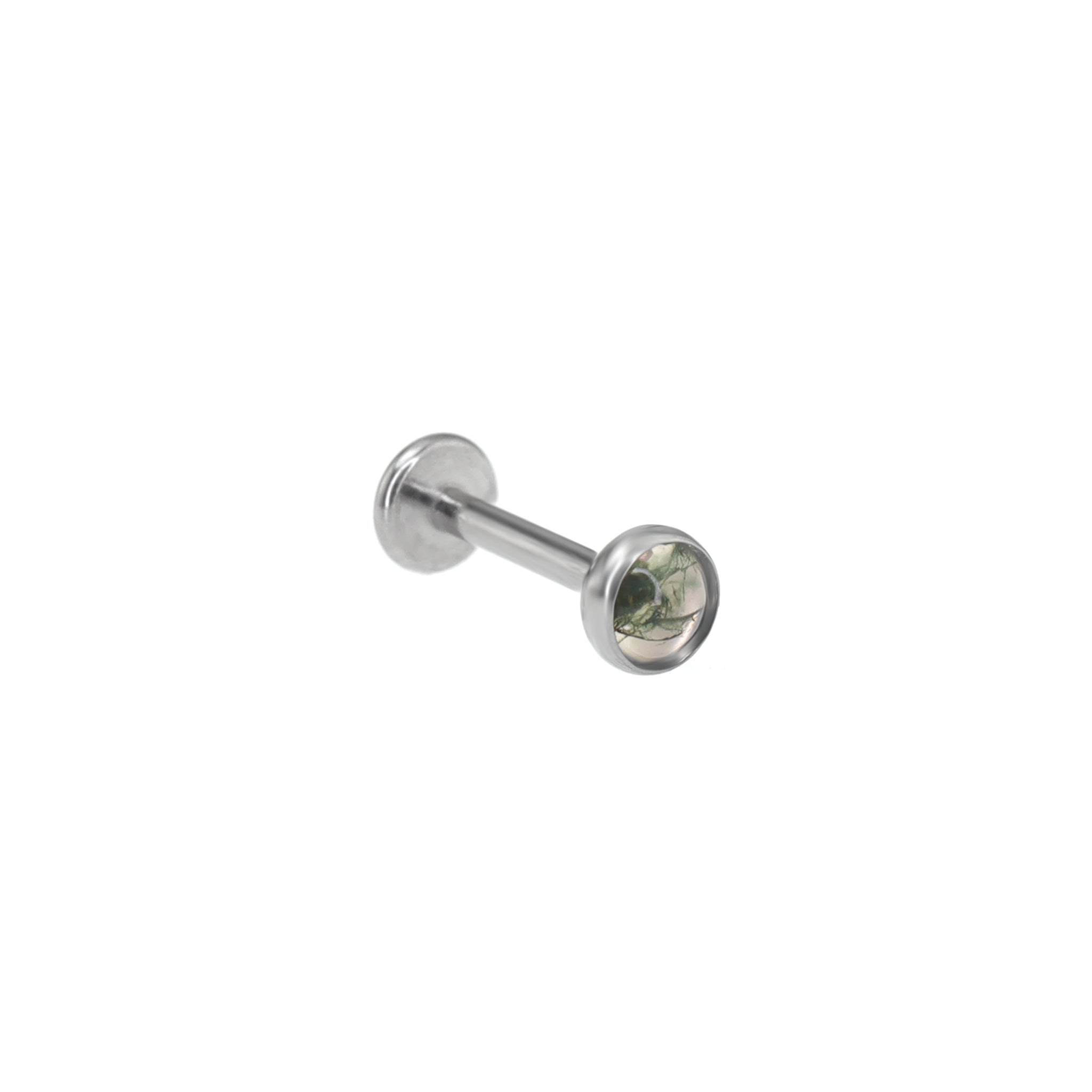 Jade Algae Titanium Labret Studs - Jade Algae Titanium Labret Studs - 6mm by CRUXJEWELRY