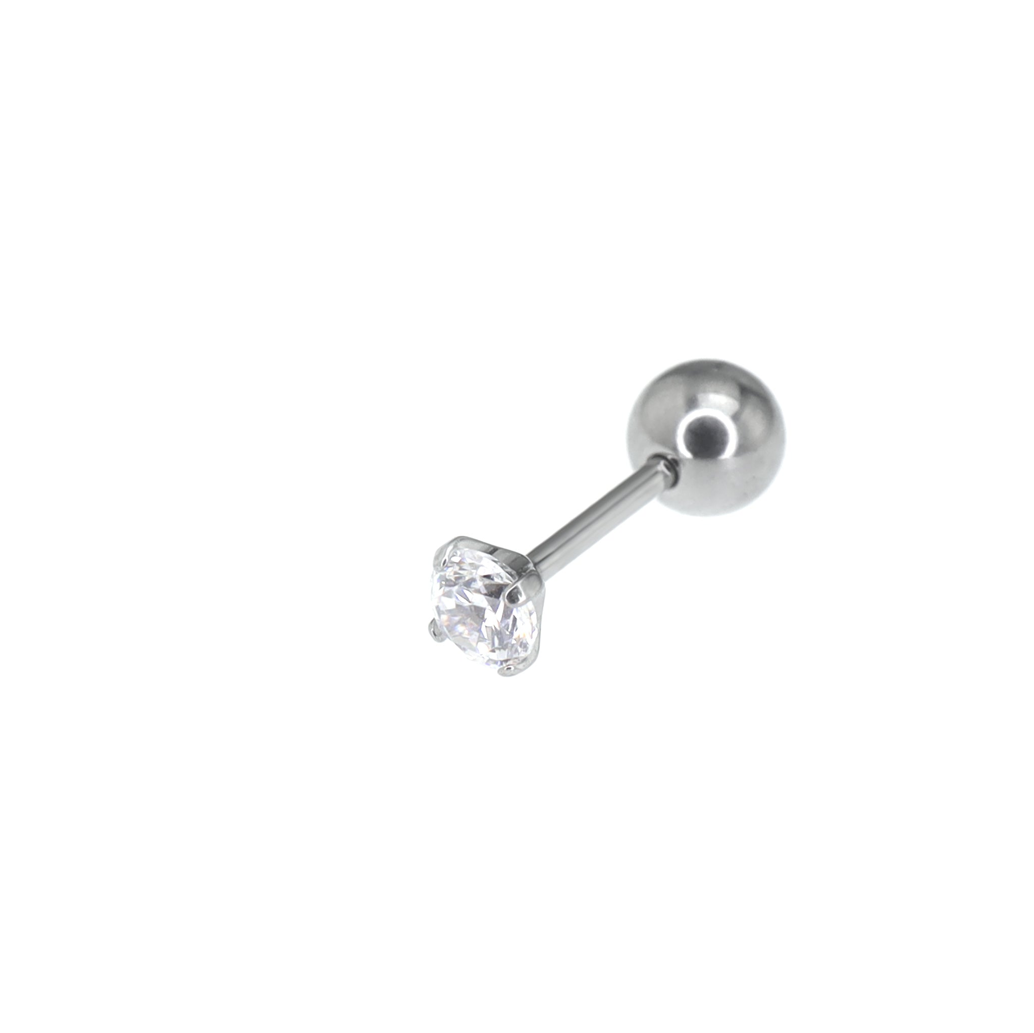 20G Thin Gauge Prong-Set CZ Titanium Ear Studs - 20G Thin Gauge Prong-Set CZ Titanium Ear Studs - White / 3mm by CRUXJEWELRY