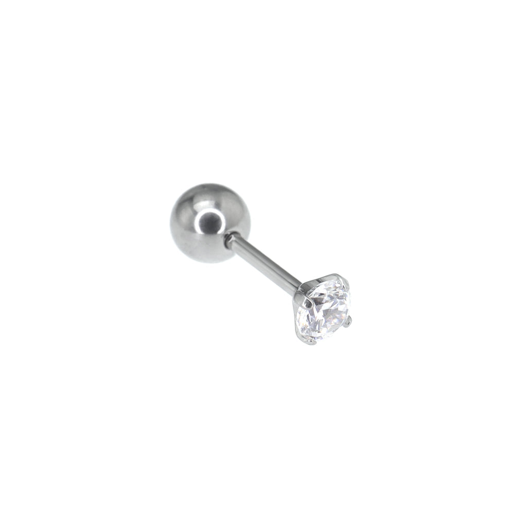20G Thin Gauge Prong-Set CZ Titanium Ear Studs - 20G Thin Gauge Prong-Set CZ Titanium Ear Studs - White / 3mm by CRUXJEWELRY