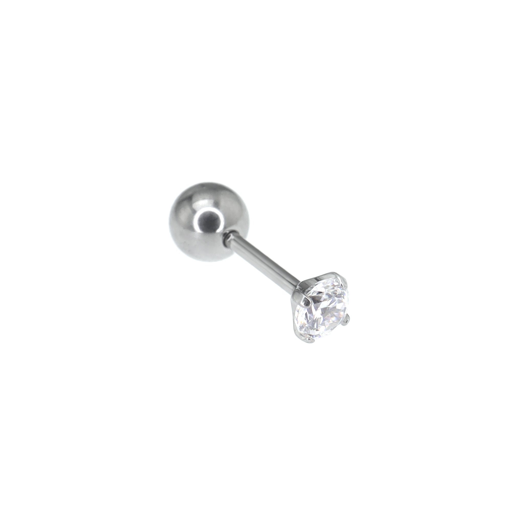 20G Thin Gauge Prong-Set CZ Titanium Ear Studs - 20G Thin Gauge Prong-Set CZ Titanium Ear Studs - White / 3mm by CRUXJEWELRY