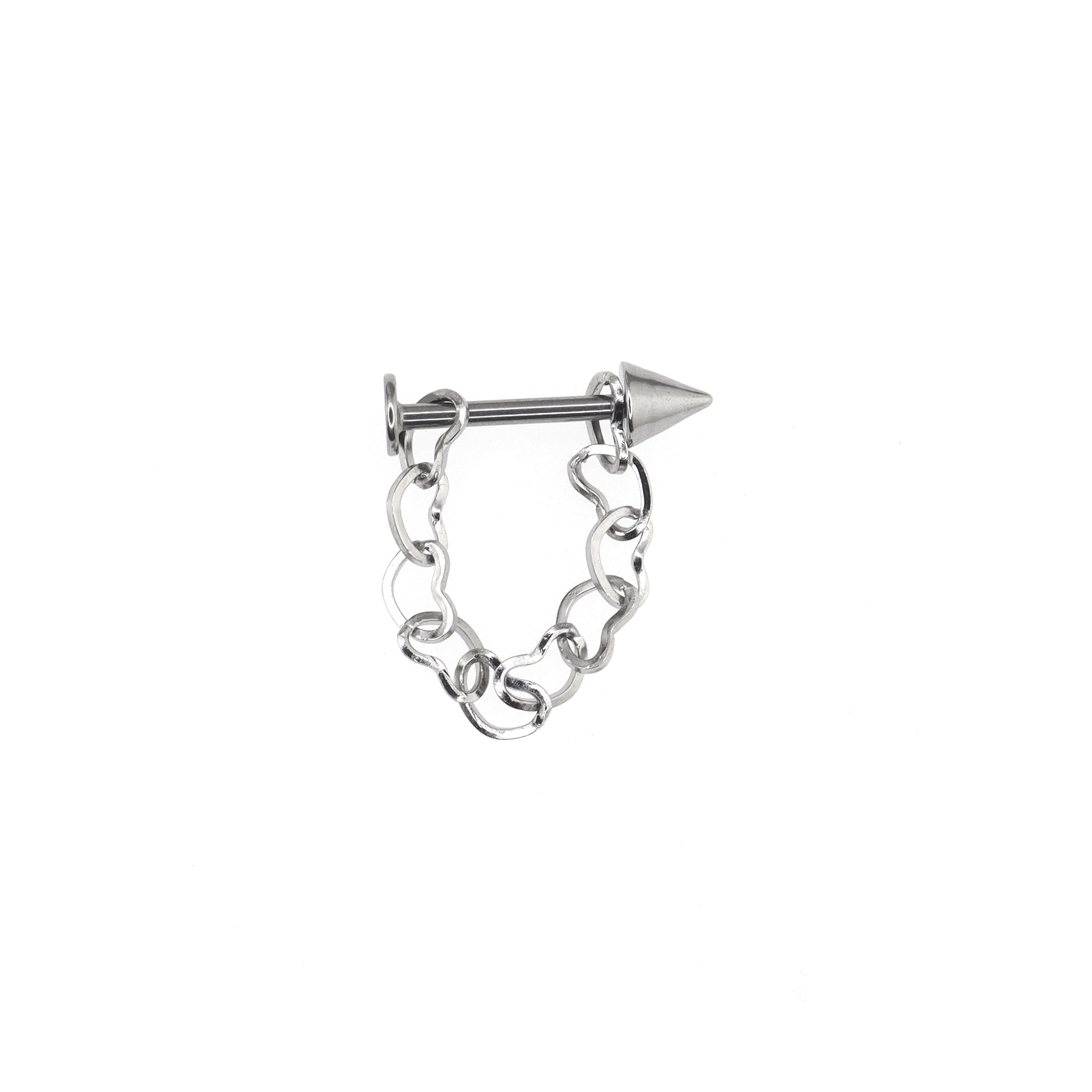 Heart Chain Spike stainless steel Lip Stud - Heart Chain Spike stainless steel Lip Stud - Spike / 6mm by CRUXJEWELRY