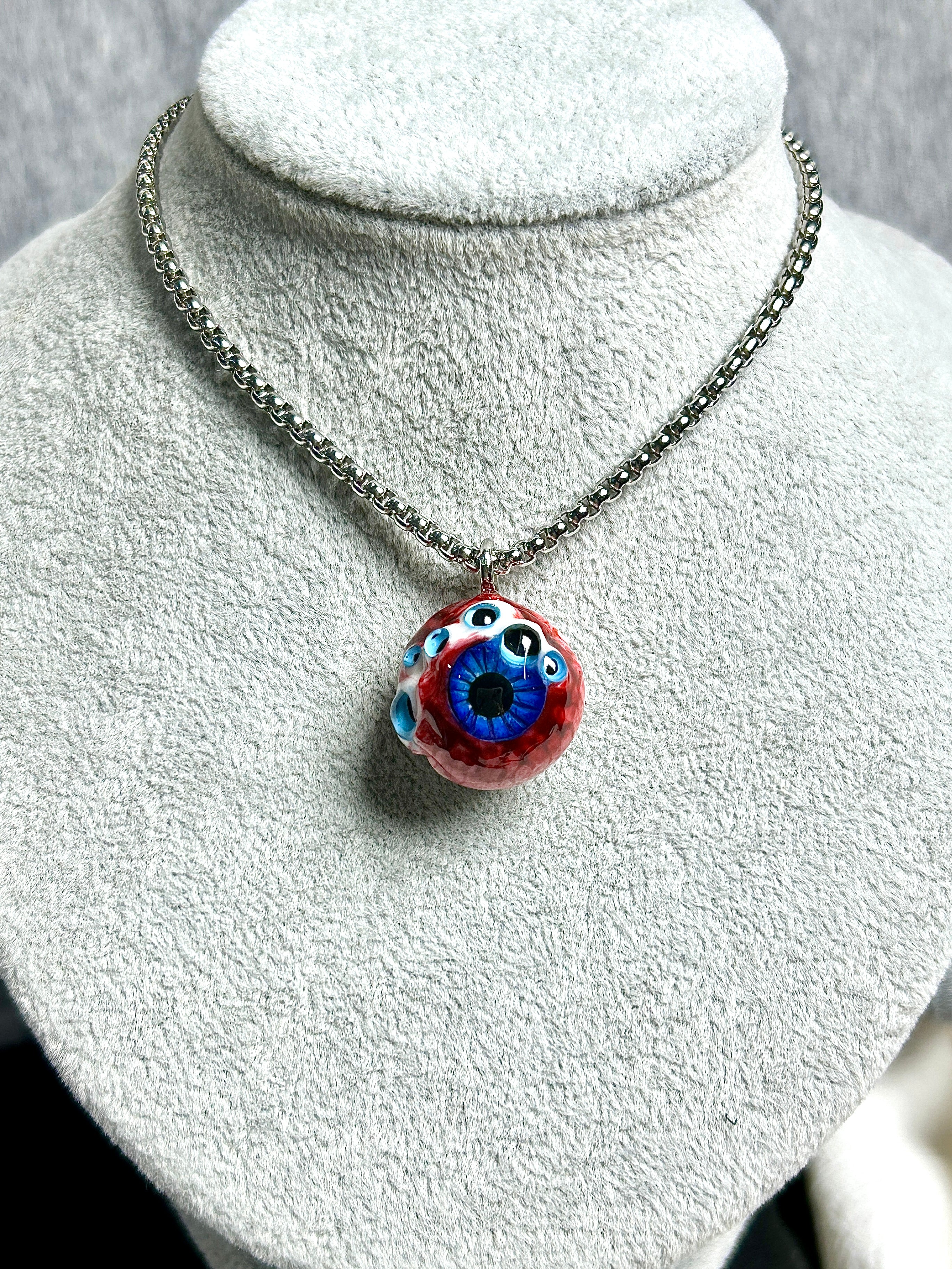 Cthulhu Eye - Bloody Double-Pupil Necklace - Cthulhu Eye - Bloody Double-Pupil Necklace - Gaze by CRUXJEWELRY