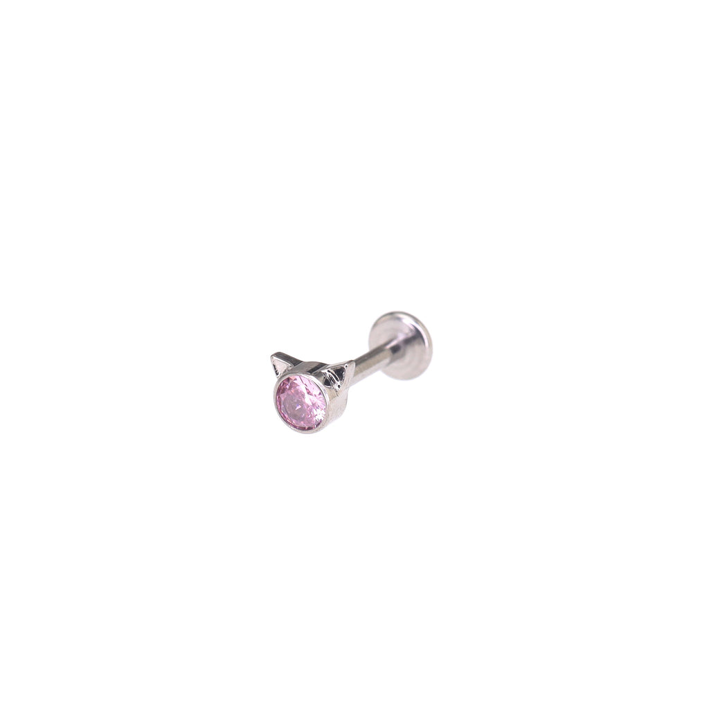 Mini CZ Cat Internally Threaded Titanium Studs - Mini CZ Cat Internally Threaded Titanium Studs - Pink / 5mm by CRUXJEWELRY