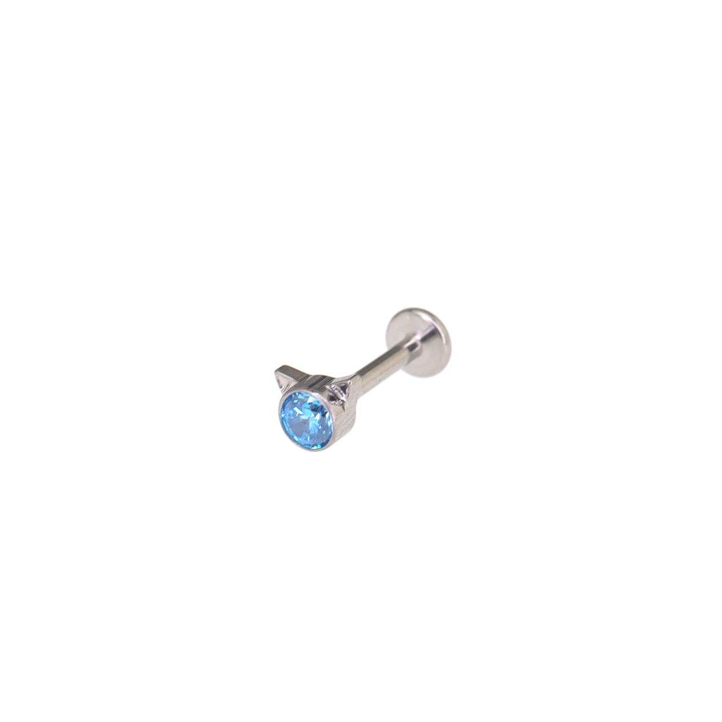 Mini CZ Cat Internally Threaded Titanium Studs - Mini CZ Cat Internally Threaded Titanium Studs - Blue / 5mm by CRUXJEWELRY