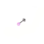 3mm Opal Internal Thread Stainless Steel Labret Stud - 3mm Opal Internal Thread Stainless Steel Labret Stud - Pink / 6mm by CRUXJEWELRY
