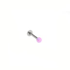 3mm Opal Internal Thread Stainless Steel Labret Stud - 3mm Opal Internal Thread Stainless Steel Labret Stud - Pink / 6mm by CRUXJEWELRY