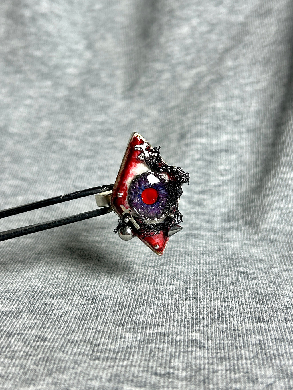 Cthulhu Eye - Carmine Statement Ring - Cthulhu Eye - Carmine Statement Ring - Veil by CRUXJEWELRY