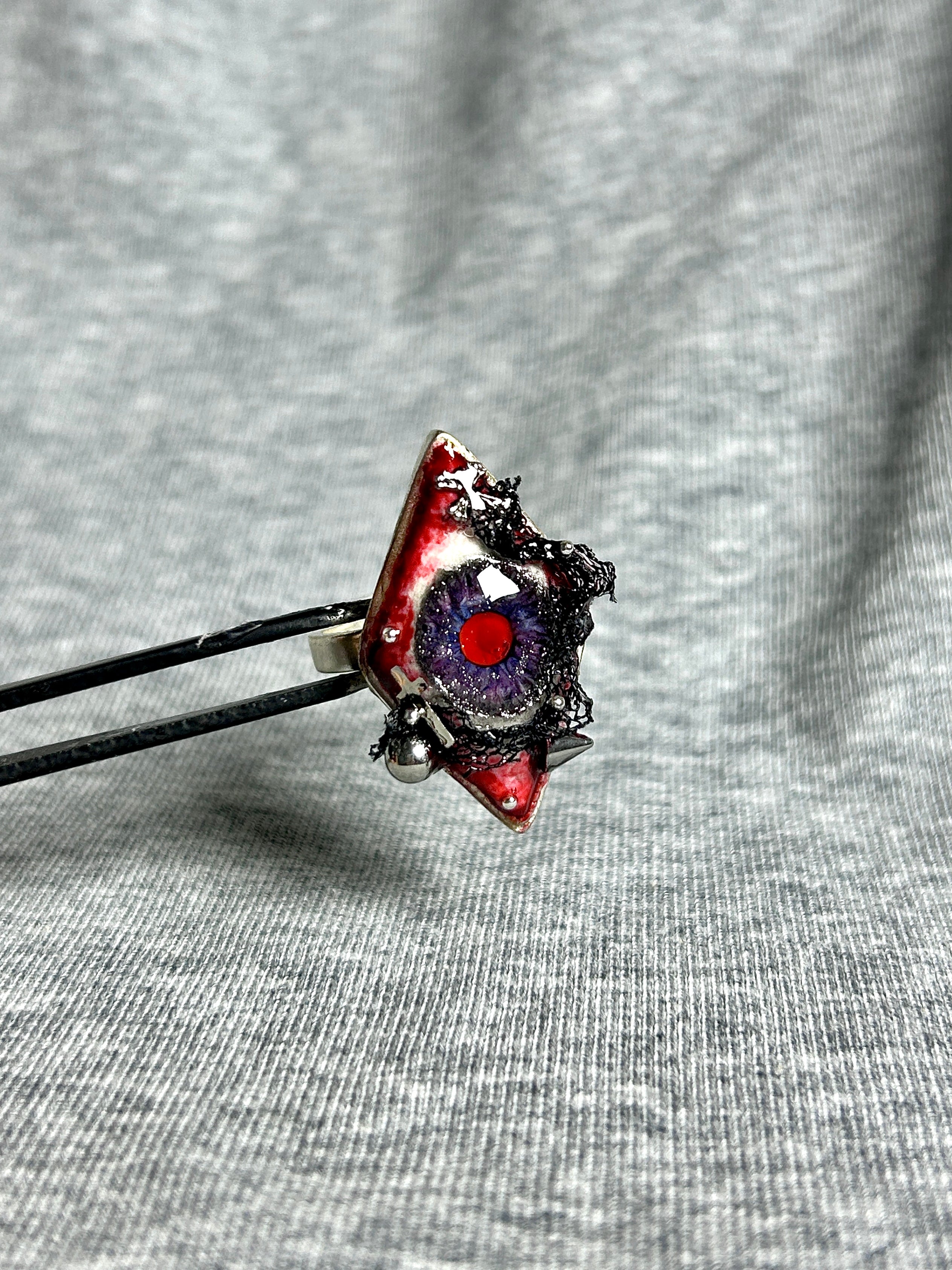 Cthulhu Eye - Carmine Statement Ring - Cthulhu Eye - Carmine Statement Ring - Veil by CRUXJEWELRY