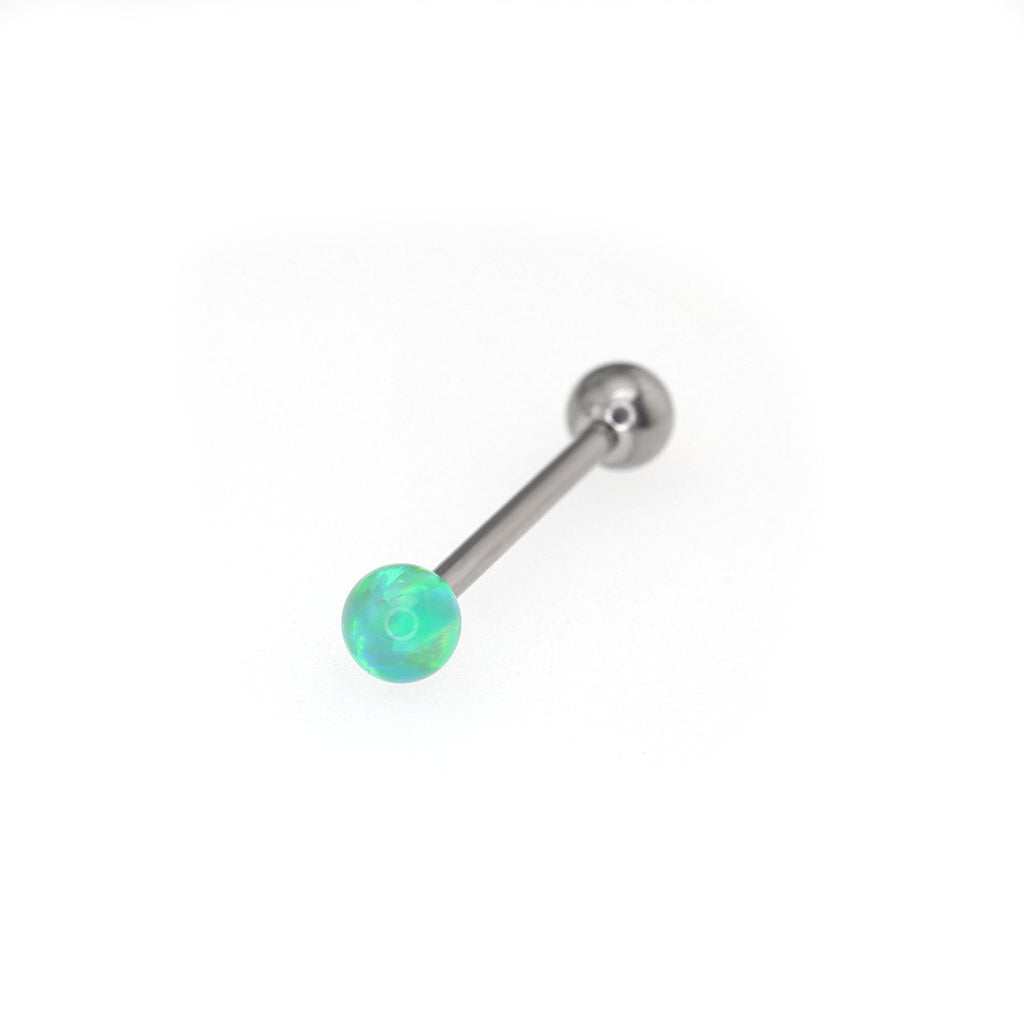 Opal Ball Internally Threaded Titanium Barbell - Opal Ball Internally Threaded Titanium Barbell - Light Green / 10mm by CRUXJEWELRY