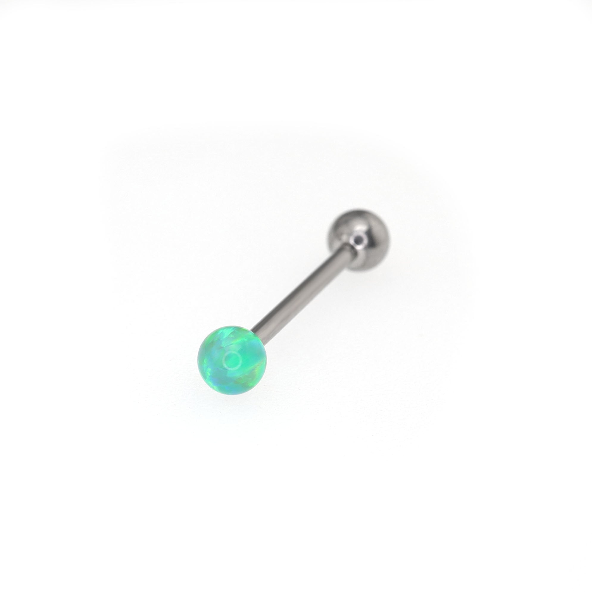 Opal Ball Internally Threaded Titanium Barbell - Opal Ball Internally Threaded Titanium Barbell - Light Green / 10mm by CRUXJEWELRY