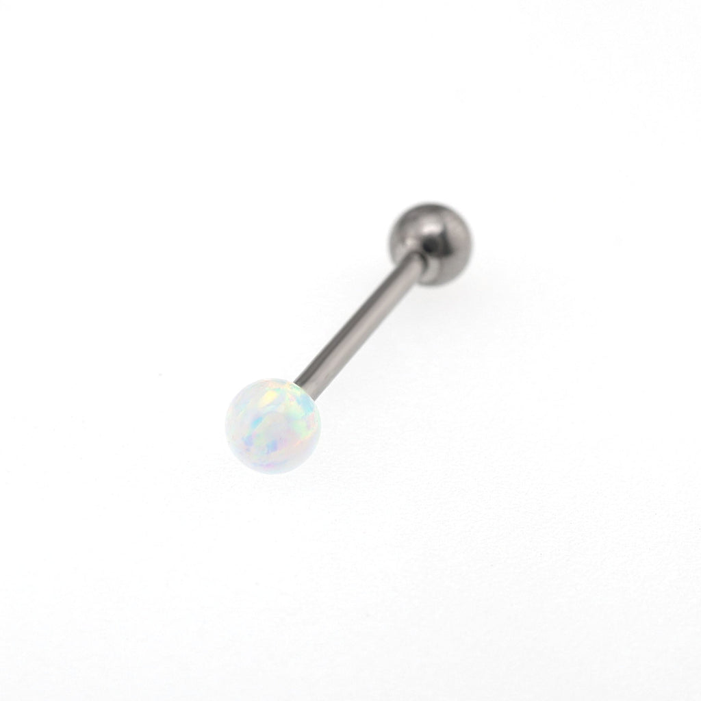 Basic Opal stainless steel Barbell Stud - Basic Opal stainless steel Barbell Stud - White / 5mm / 8mm by CRUXJEWELRY