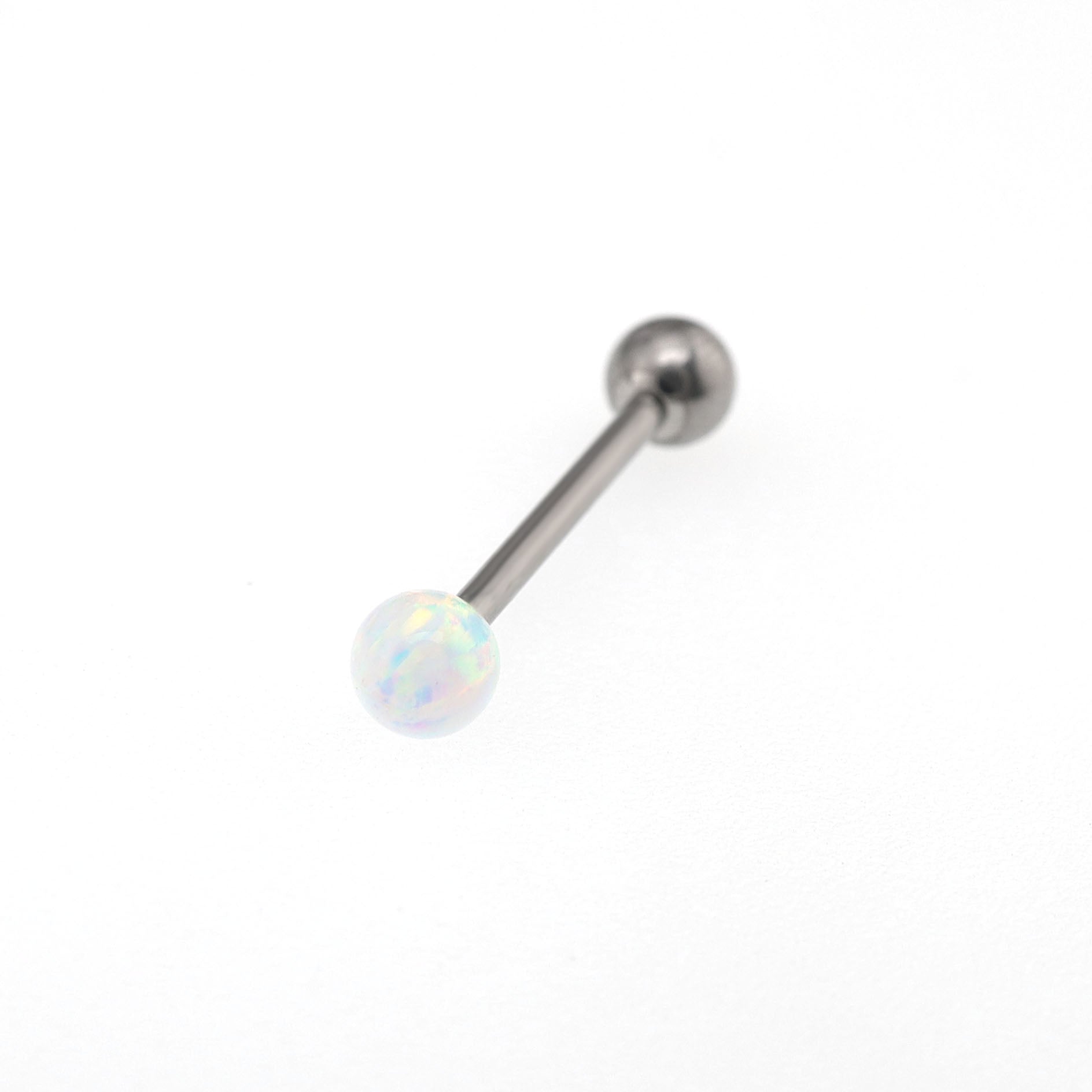 Opal Ball Internally Threaded Titanium Barbell - Opal Ball Internally Threaded Titanium Barbell - Pearl White / 10mm by CRUXJEWELRY
