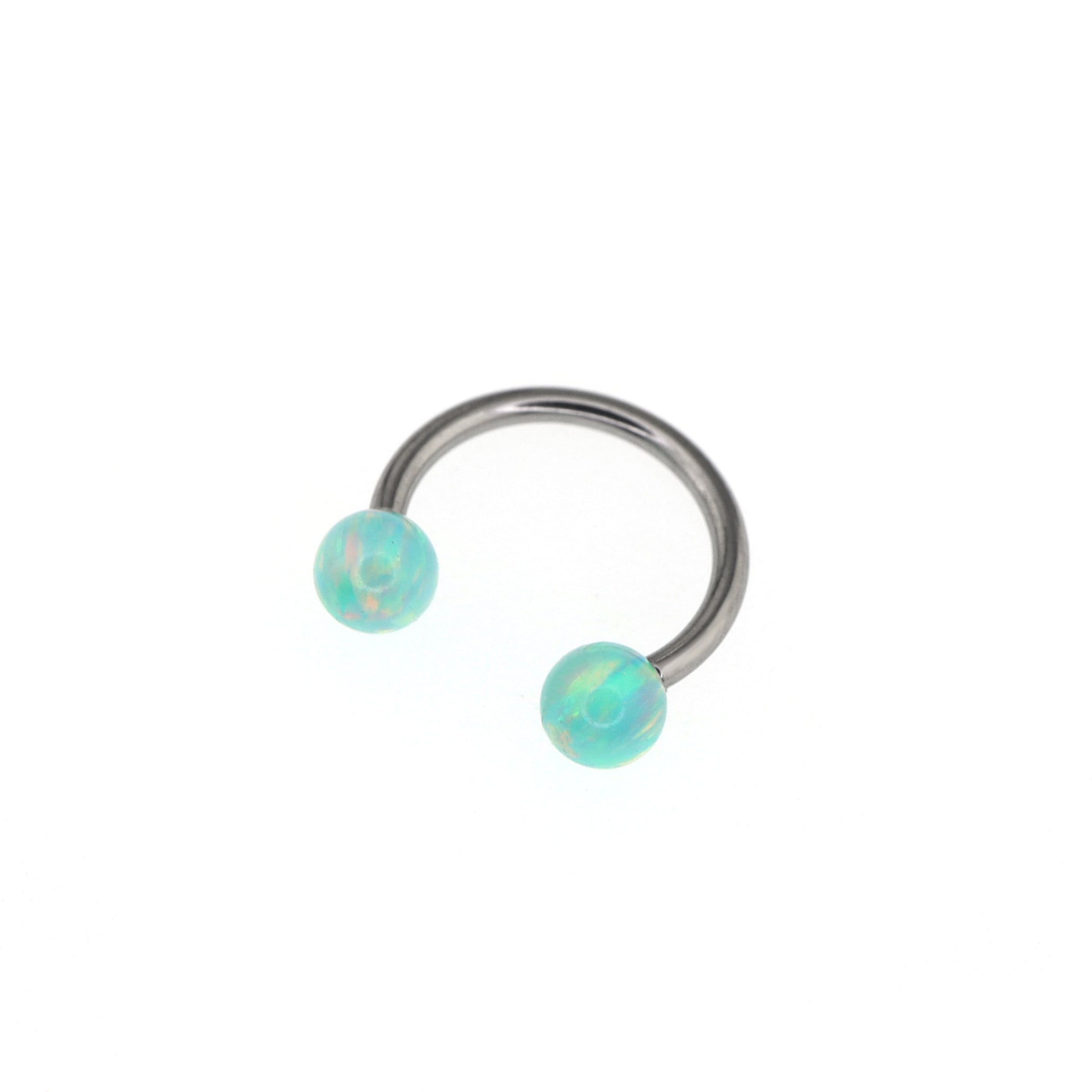 Opal Internally Threaded Titanium Horseshoe Ring - Opal Internally Threaded Titanium Horseshoe Ring - Light Green / 8mm by CRUXJEWELRY