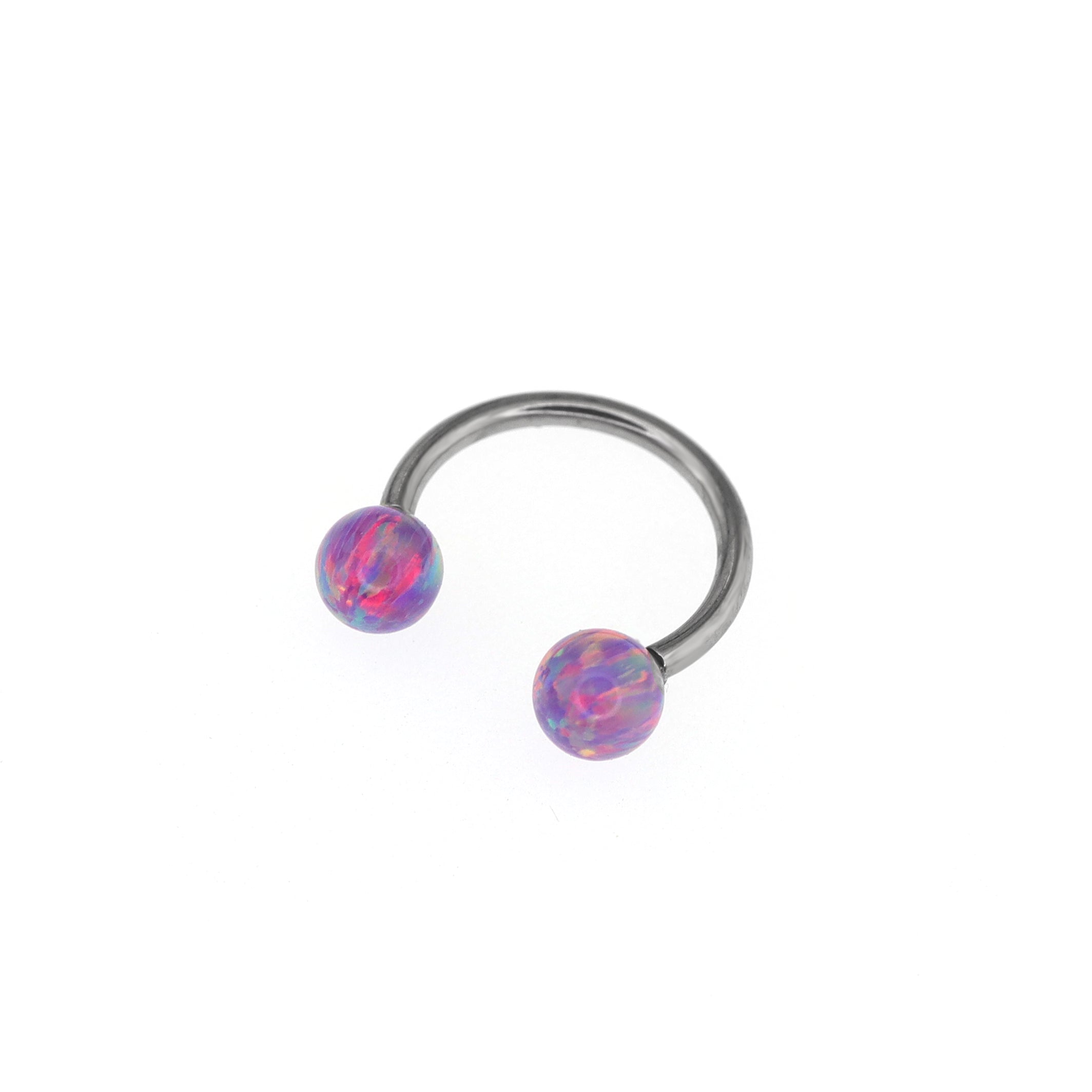 Colorful Externally Threaded Opal Titanium Horseshoe Ring - Colorful Externally Threaded Opal Titanium Horseshoe Ring - Purple / 8mm by CRUXJEWELRY
