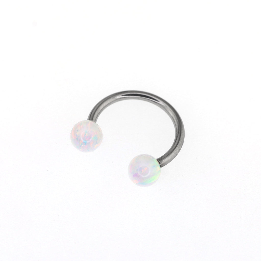 Opal Internally Threaded Titanium Horseshoe Ring - Opal Internally Threaded Titanium Horseshoe Ring - Pearl White / 8mm by CRUXJEWELRY