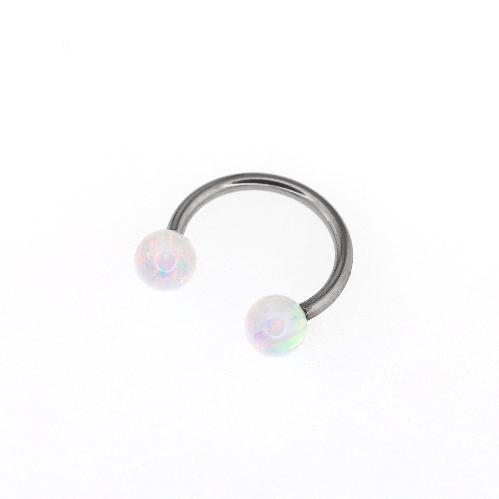 Opal Internally Threaded Titanium Horseshoe Ring - Opal Internally Threaded Titanium Horseshoe Ring - Pearl White / 8mm by CRUXJEWELRY
