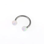 Colorful Externally Threaded Opal Titanium Horseshoe Ring - Colorful Externally Threaded Opal Titanium Horseshoe Ring - Pearl White / 8mm by CRUXJEWELRY