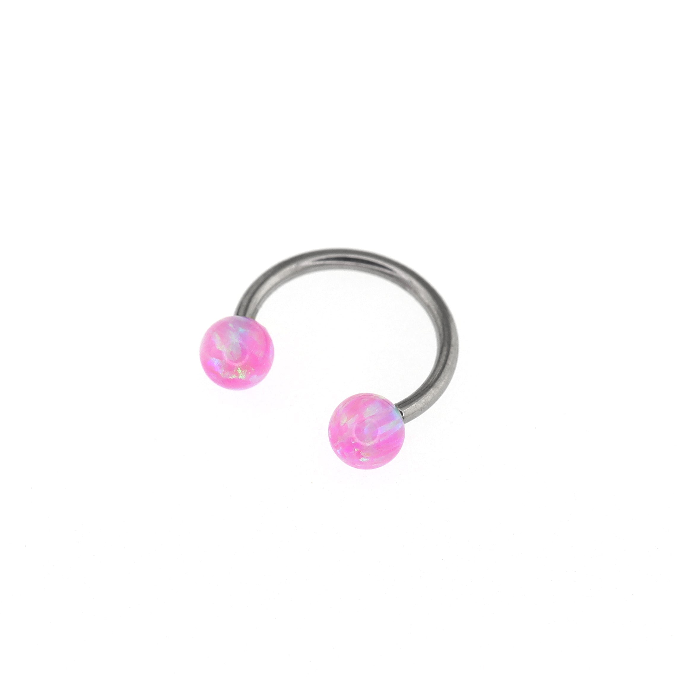 Opal Internally Threaded Titanium Horseshoe Ring - Opal Internally Threaded Titanium Horseshoe Ring - Deep Pink / 8mm by CRUXJEWELRY